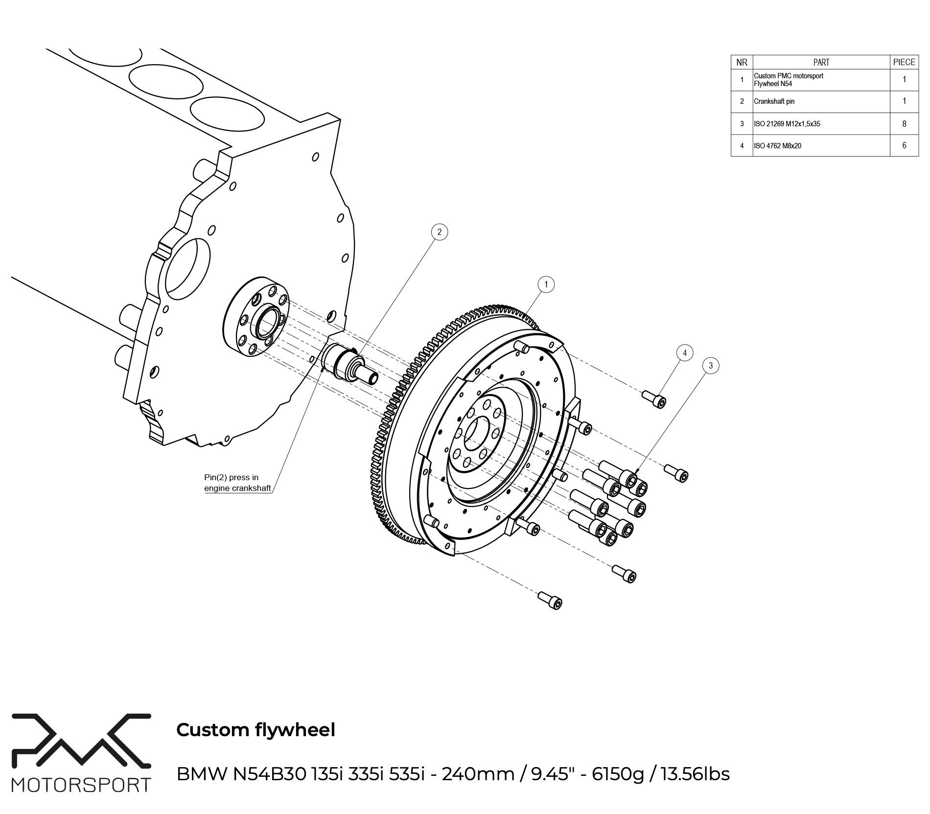 zestaw sprzęgła bmw BMW N54B30 N55B30 (8-śrub montażowych)