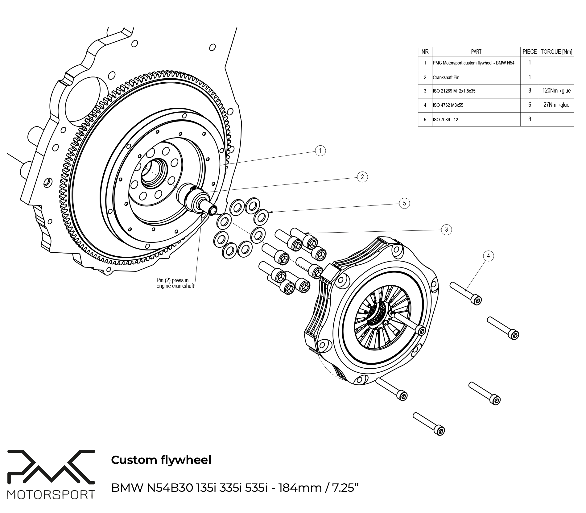 instrukcja montażu sprzęgła BMW N54 184mm