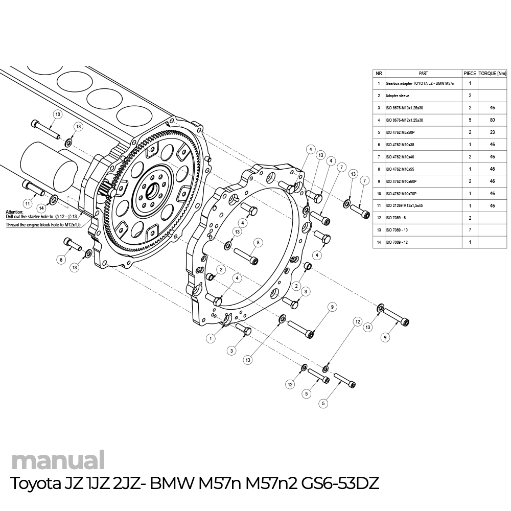 instrukcja montażu koła zamachowego PMC Toyota JZ 1JZ 2JZ